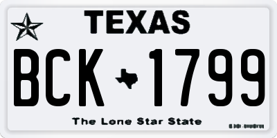 TX license plate BCK1799