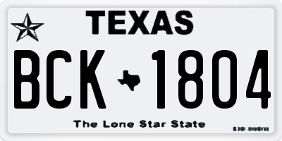 TX license plate BCK1804