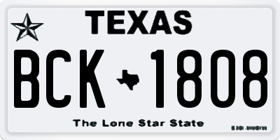 TX license plate BCK1808