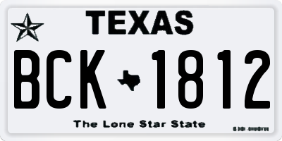 TX license plate BCK1812
