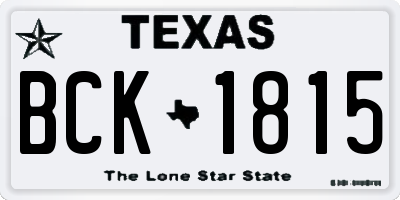 TX license plate BCK1815