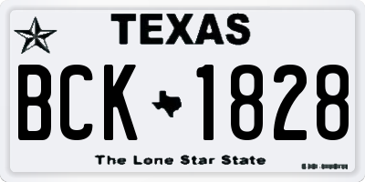 TX license plate BCK1828