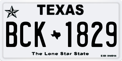 TX license plate BCK1829