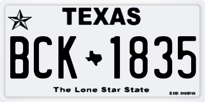 TX license plate BCK1835