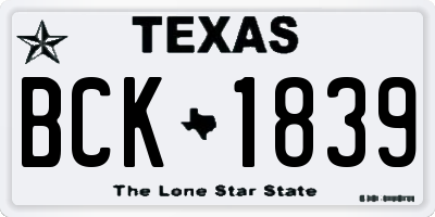 TX license plate BCK1839