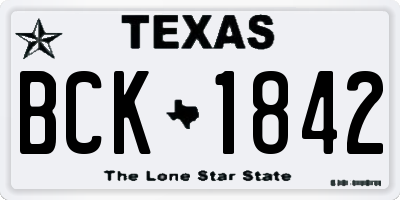 TX license plate BCK1842
