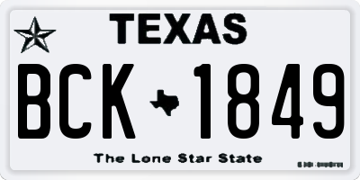 TX license plate BCK1849