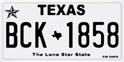 TX license plate BCK1858