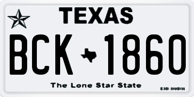 TX license plate BCK1860