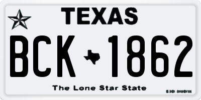 TX license plate BCK1862