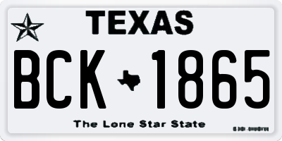 TX license plate BCK1865