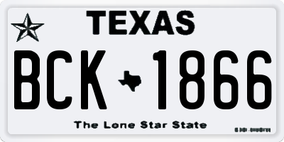 TX license plate BCK1866
