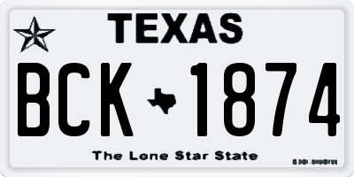 TX license plate BCK1874