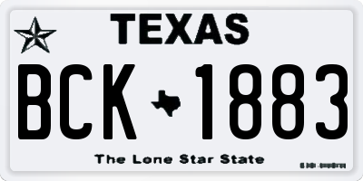 TX license plate BCK1883