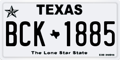 TX license plate BCK1885