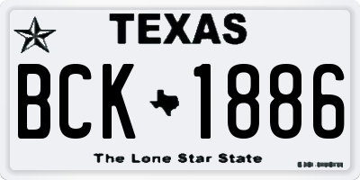 TX license plate BCK1886
