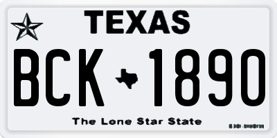 TX license plate BCK1890