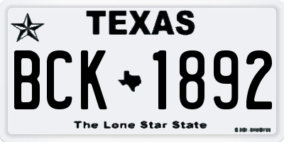 TX license plate BCK1892