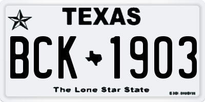 TX license plate BCK1903
