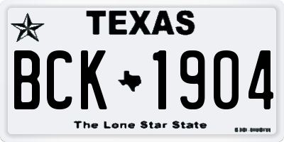 TX license plate BCK1904