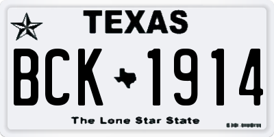 TX license plate BCK1914