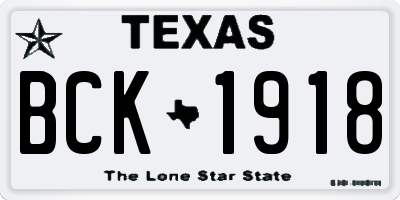 TX license plate BCK1918
