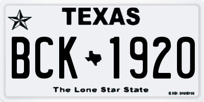 TX license plate BCK1920