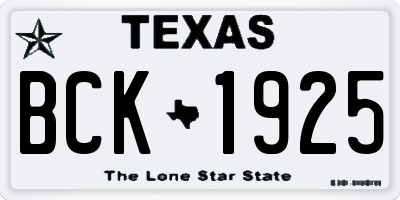TX license plate BCK1925