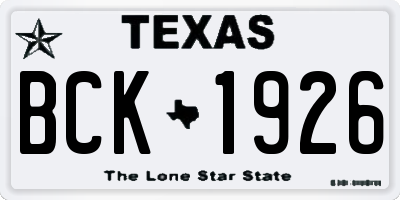 TX license plate BCK1926