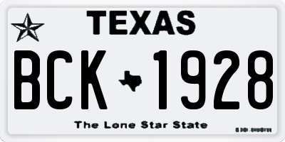 TX license plate BCK1928