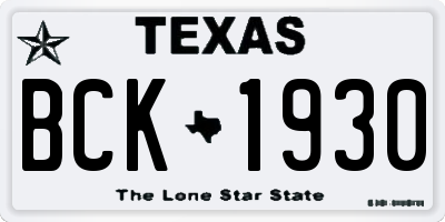 TX license plate BCK1930