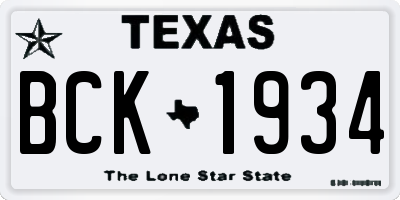 TX license plate BCK1934