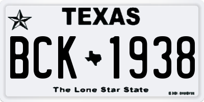 TX license plate BCK1938