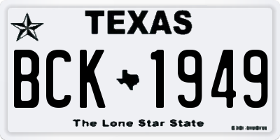 TX license plate BCK1949
