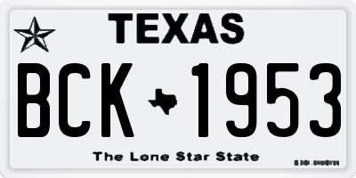TX license plate BCK1953