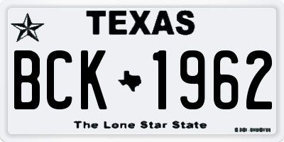 TX license plate BCK1962