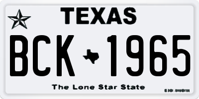 TX license plate BCK1965