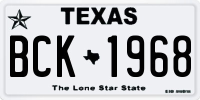TX license plate BCK1968