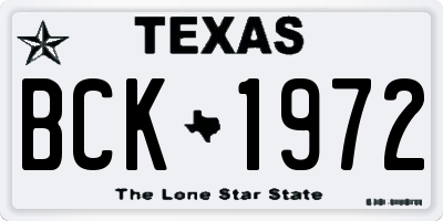 TX license plate BCK1972