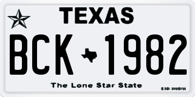 TX license plate BCK1982