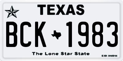 TX license plate BCK1983