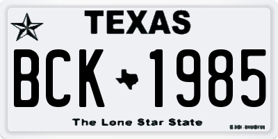 TX license plate BCK1985