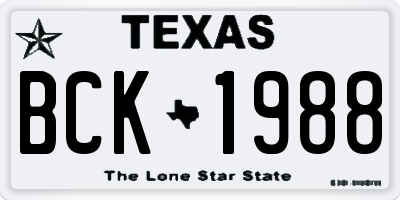 TX license plate BCK1988