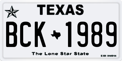 TX license plate BCK1989