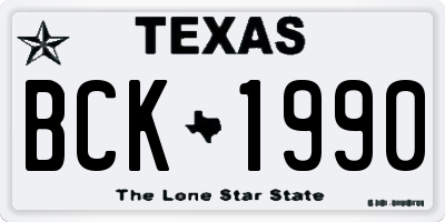 TX license plate BCK1990