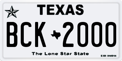 TX license plate BCK2000