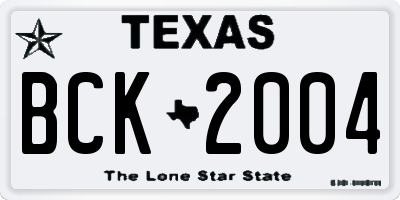 TX license plate BCK2004