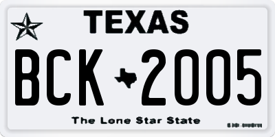 TX license plate BCK2005