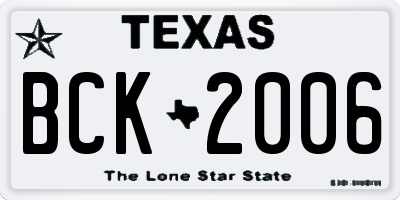TX license plate BCK2006