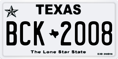 TX license plate BCK2008